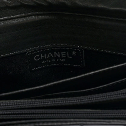 Chanel Patent Calfskin Quilted Flap Clutch With Chain Black