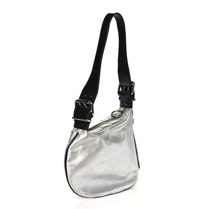 Fendi Calfskin Metal Small Oyster Shoulder Bag Black