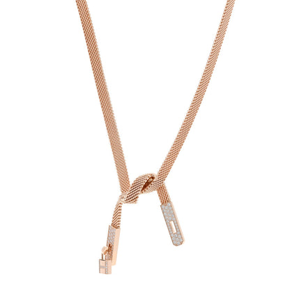 Hermes 18K Rose Gold Diamond Kelly Gavroche Necklace SH