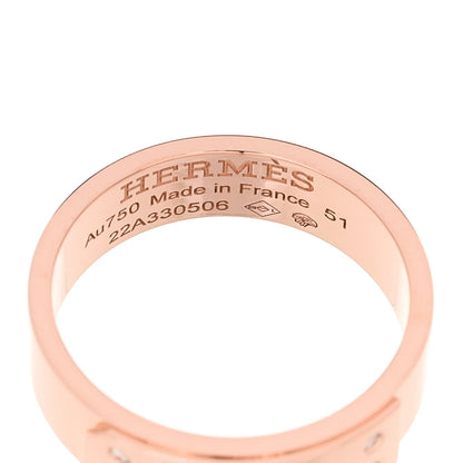 Hermes 18K Rose Gold Diamond PM Kelly Ring 51 5.75