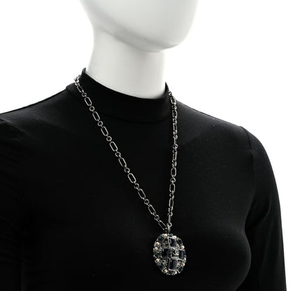 Chanel Gripoix Poured Glass Pearl CC Necklace Silver