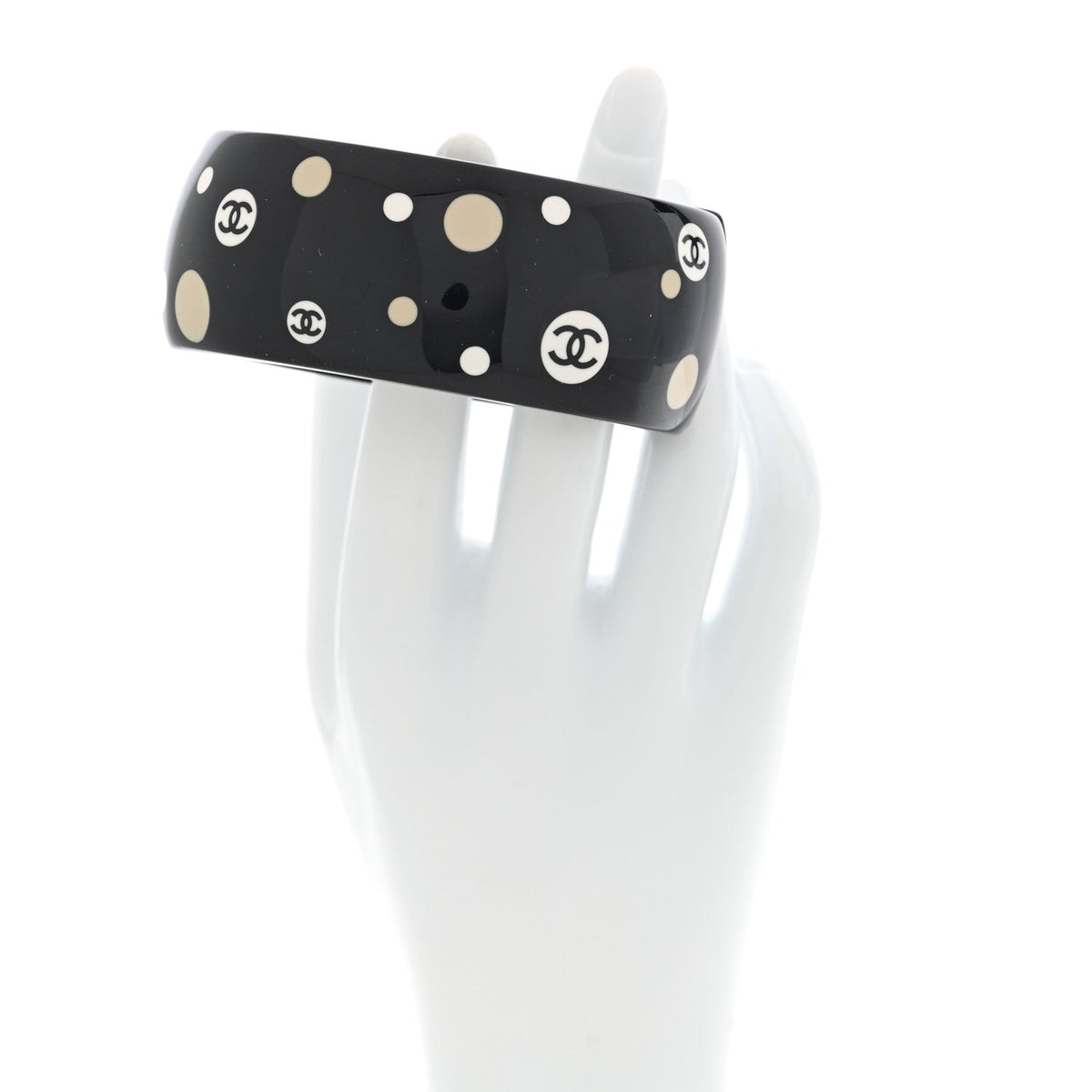 Chanel Resin Polka Dot CC Cuff Black
