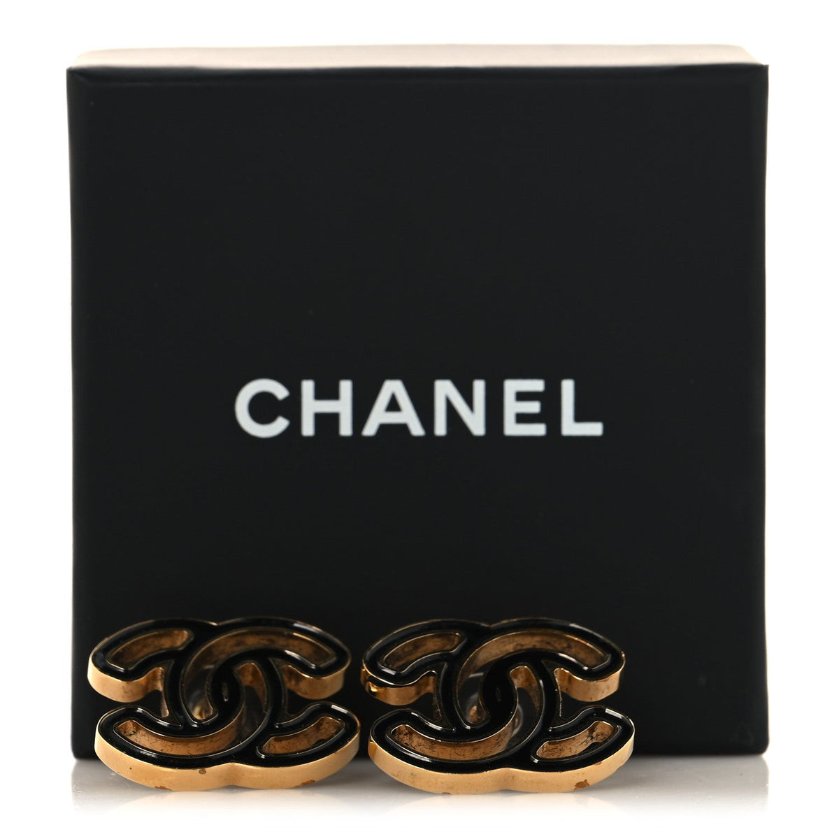 Chanel Baguette Crystal High Society CC Drop Earrings Gold
