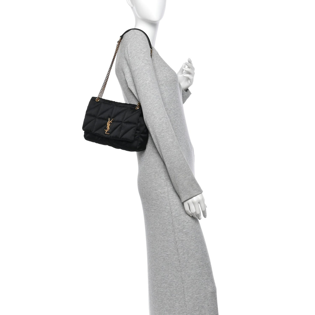 Saint Laurent Satin Patchwork Monogram Medium Jamie Bag Black