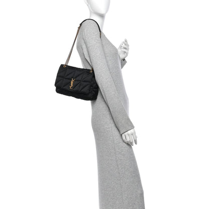 Saint Laurent Satin Patchwork Monogram Medium Jamie Bag Black