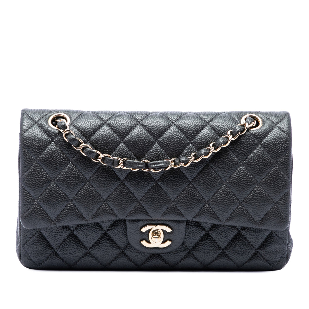 Classic Double Flap Bag Quilted Caviar Medium
