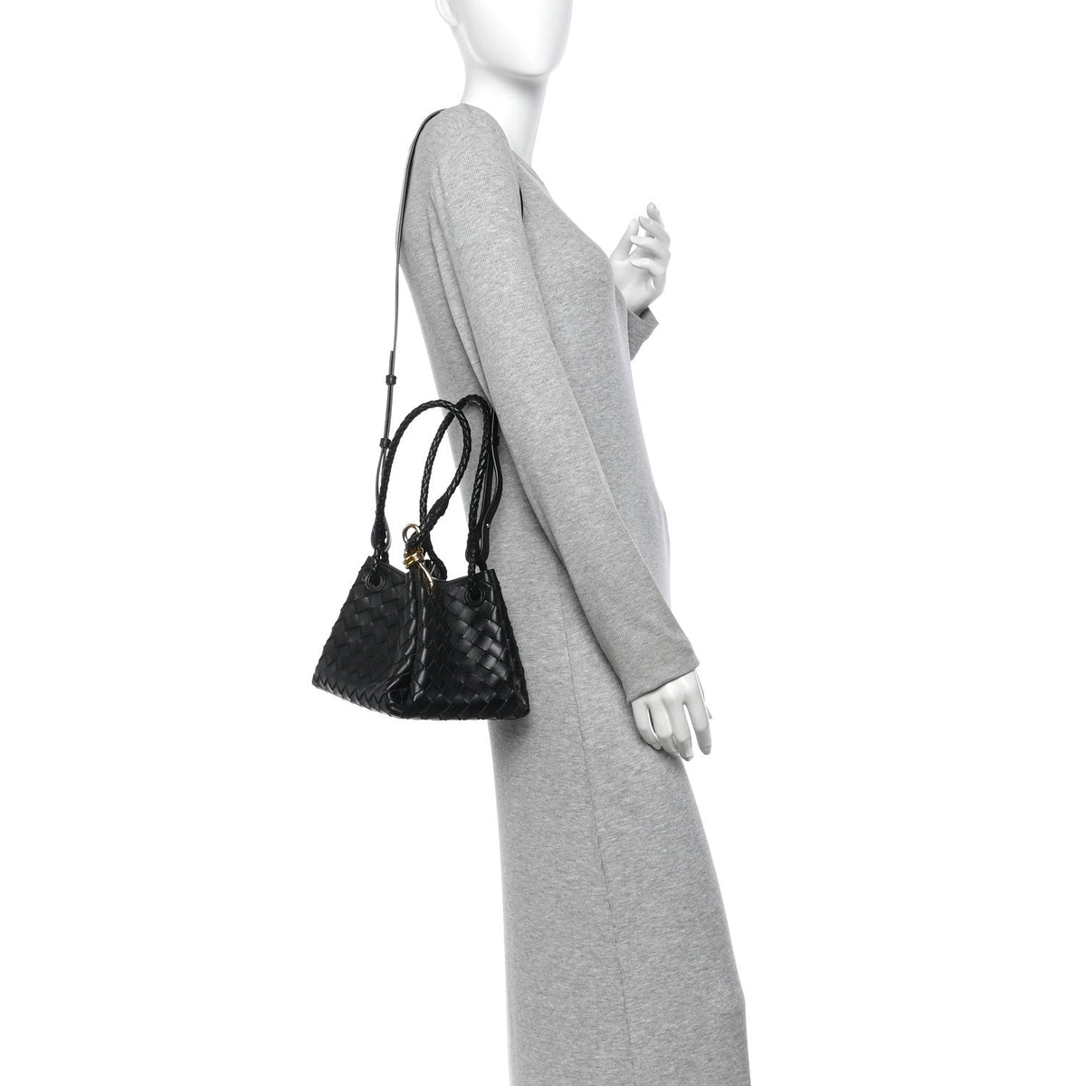 Bottega Veneta Nappa Intrecciato Small Parachute Shoulder Bag Black