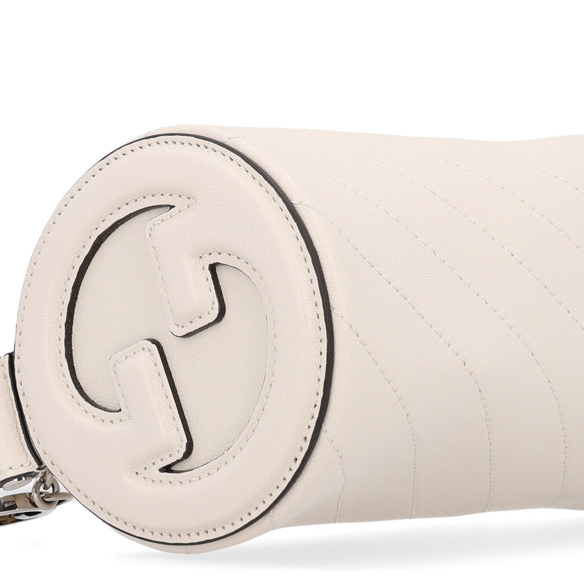 Gucci Calfskin Mini Blondie Barrel Shoulder Bag Mystic White