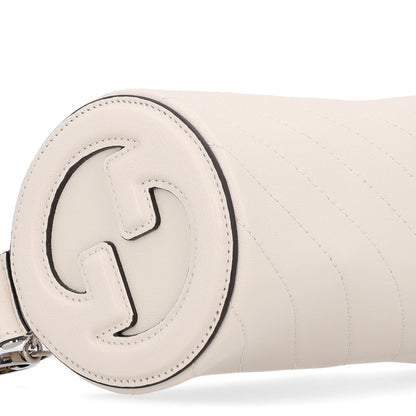 Gucci Calfskin Mini Blondie Barrel Shoulder Bag Mystic White