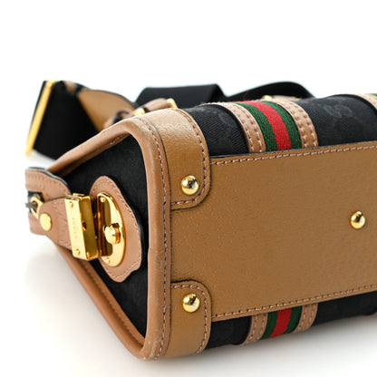 Gucci Monogram Dollar Calfskin Web Mini Bauletto Duffle Bag Black