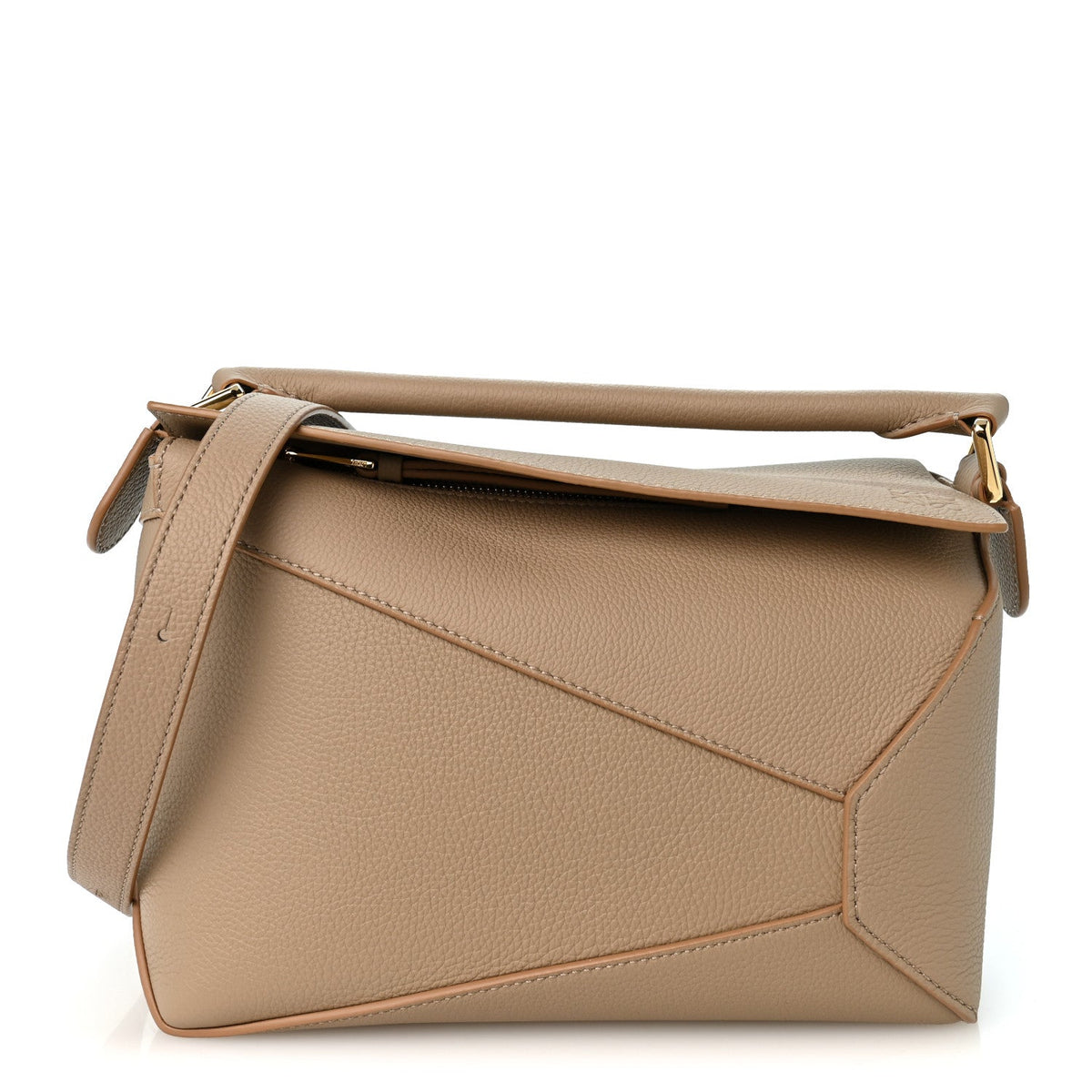 Loewe Grained Calfskin Small Puzzle Edge Bag Sand