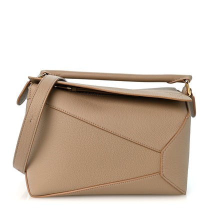 Loewe Grained Calfskin Small Puzzle Edge Bag Sand