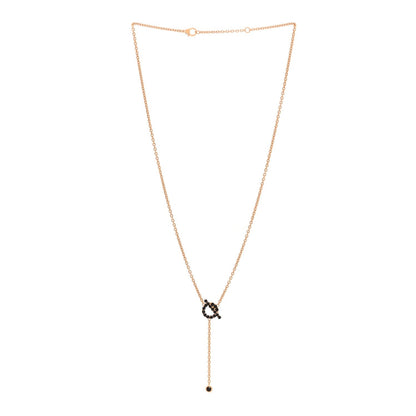 Hermes 18K Rose Gold Black Spinel Finesse Lariat Necklace