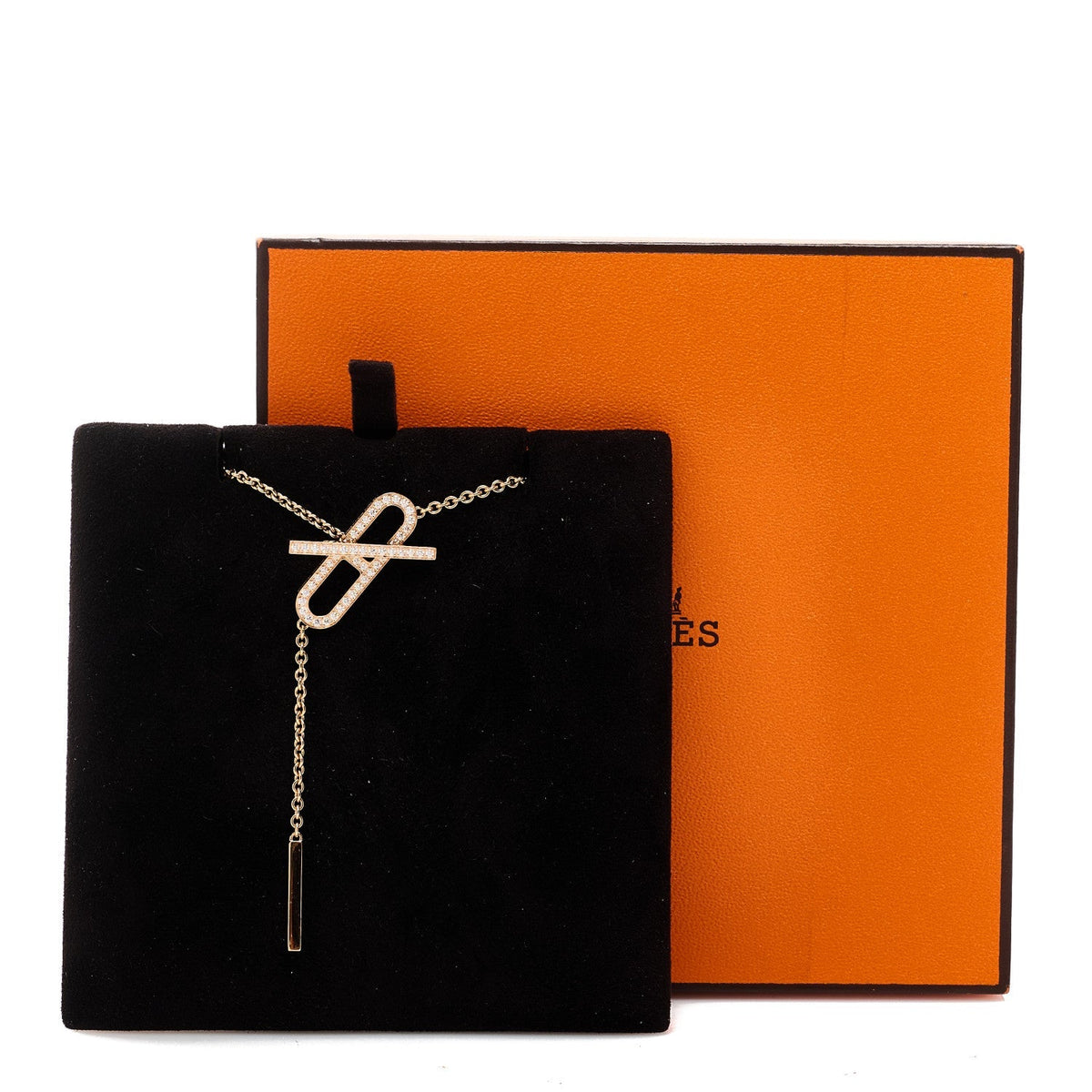 Hermes 18K Rose Gold Diamond PM Ever Chaine D'Ancre Necklace ST