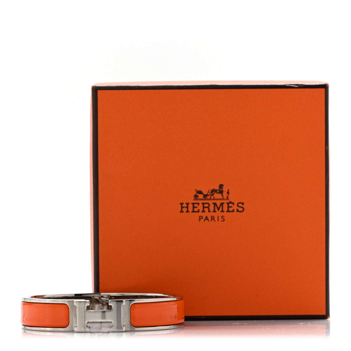 Hermes Enamel Narrow Clic Clac H Bracelet PM Orange