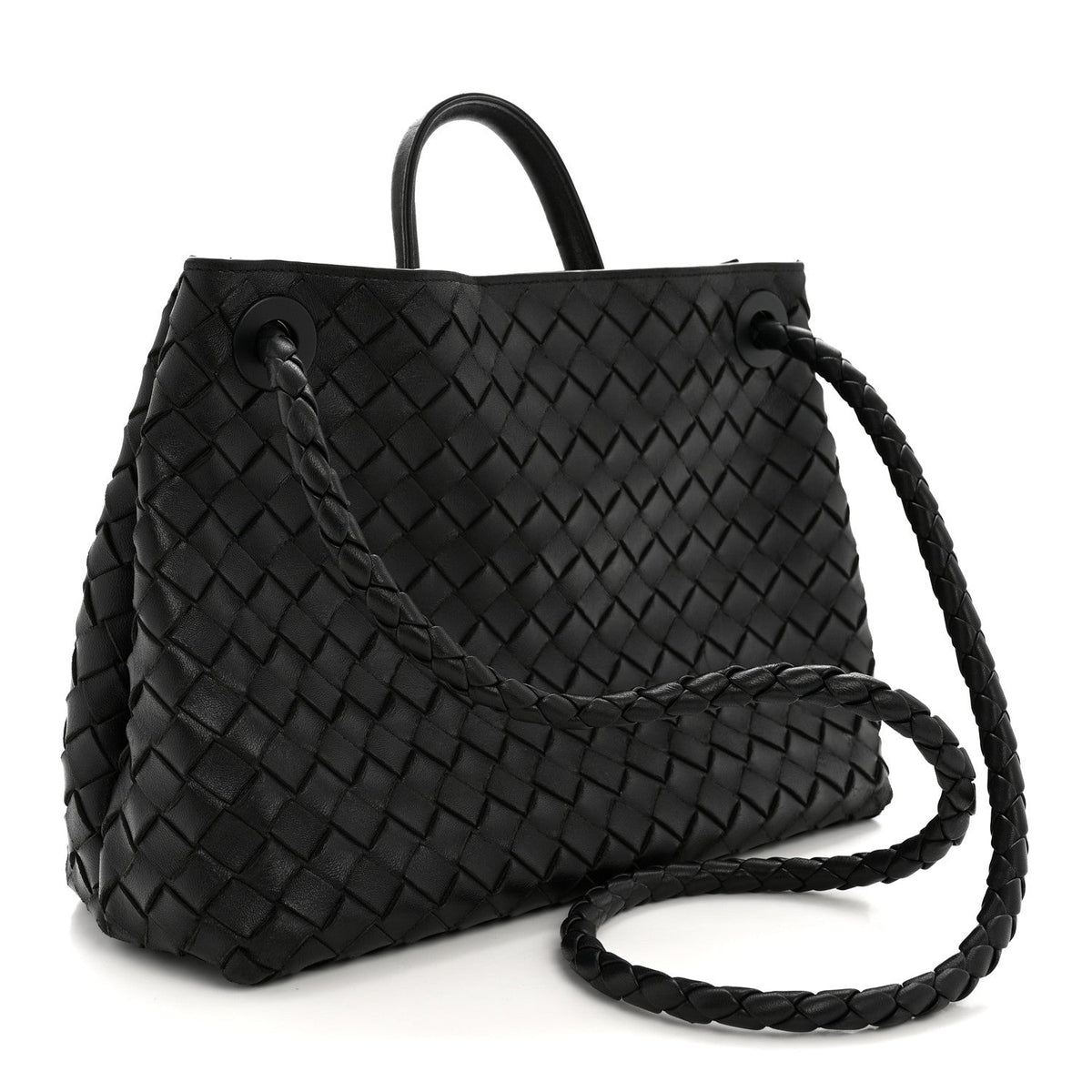 Bottega Veneta Nappa Intrecciato Medium Andiamo Shoulder Bag Black