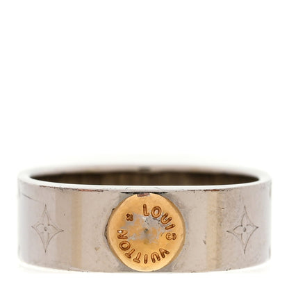 Louis Vuitton Brass Monogram Engraved Nanogram Ring S Palladium