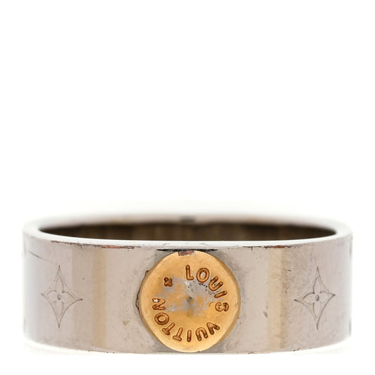 Louis Vuitton Brass Monogram Engraved Nanogram Ring S Palladium