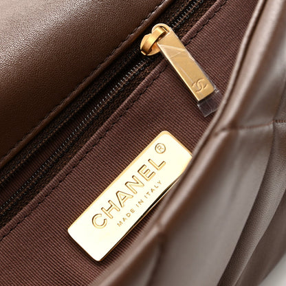 Chanel Lambskin Quilted Medium 19 Flap Dark Brown