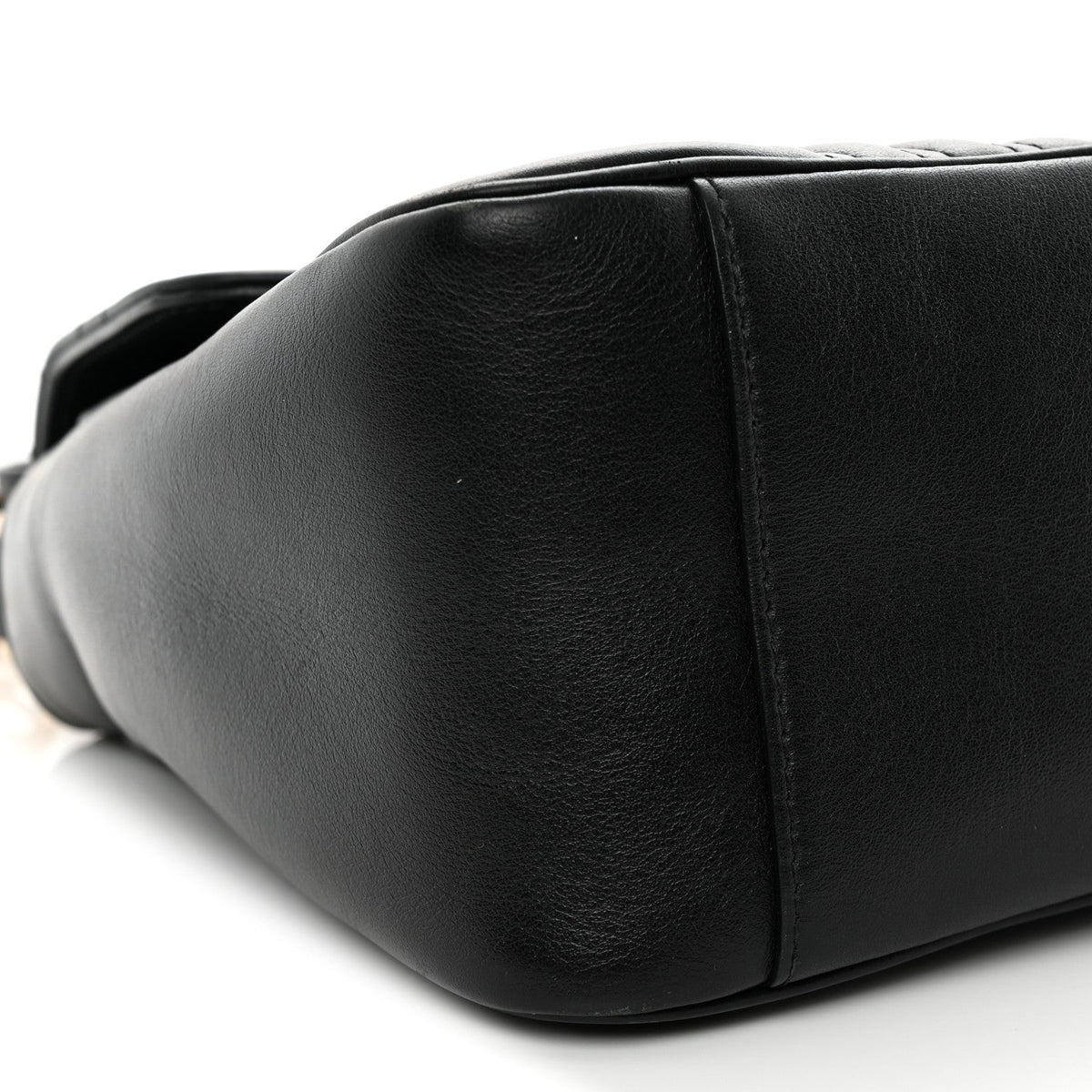 Gucci Calfskin Matelasse Small GG Marmont Top Handle Bag Black