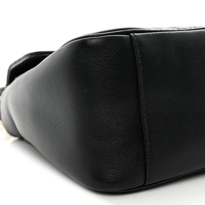 Gucci Calfskin Matelasse Small GG Marmont Top Handle Bag Black