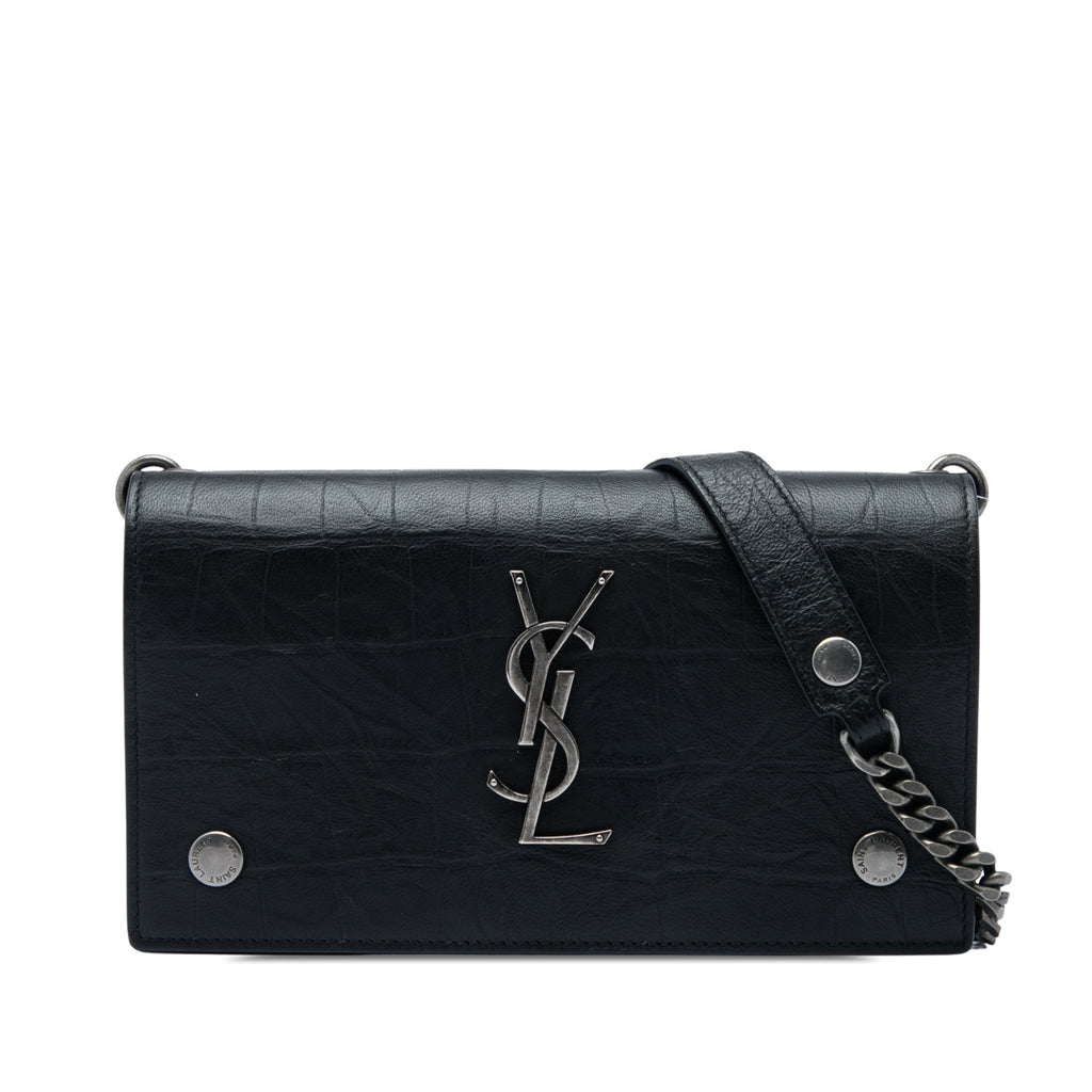 Classic Monogram Shoulder Bag Crocodile Embossed Leather