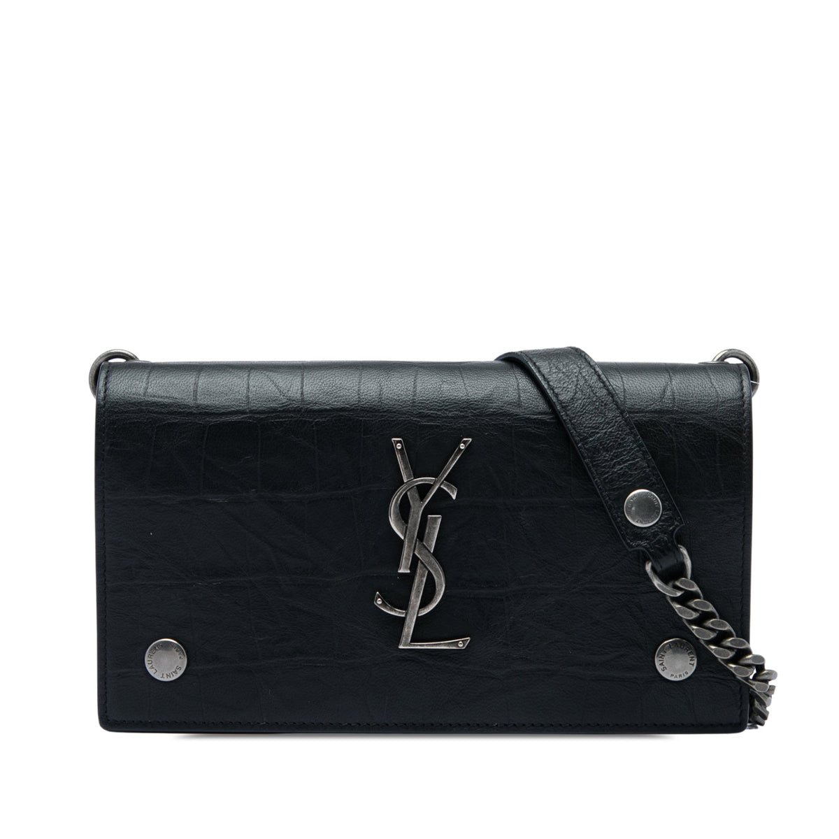 Classic Monogram Shoulder Bag Crocodile Embossed Leather