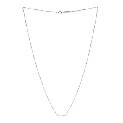 Tiffany Platinum Diamond Fleur de Lis Key Bar Pendant Necklace