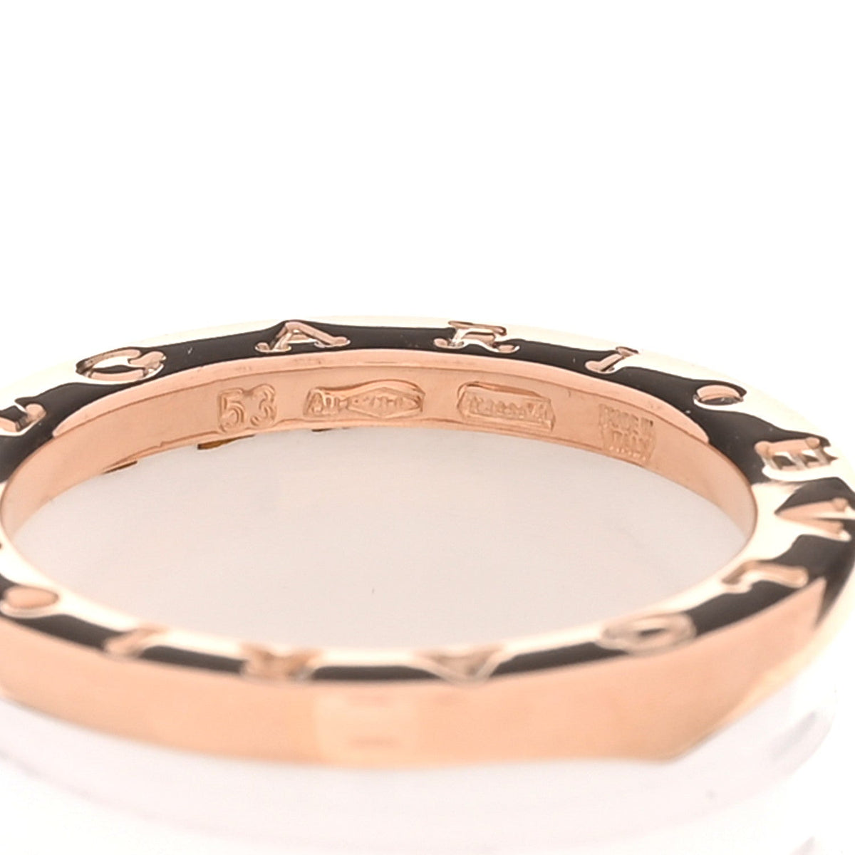 Bulgari 18K Rose Gold White Ceramic B.Zero1 Four-Band Ring 53 6.5