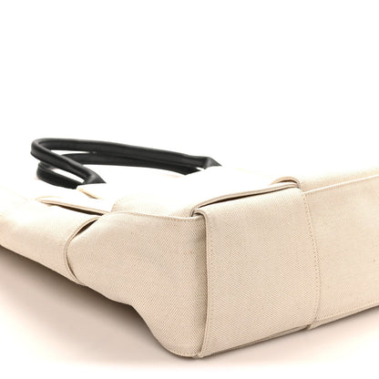 Bottega Veneta Canvas Maxi Intrecciato Large Arco Tote Beige Black