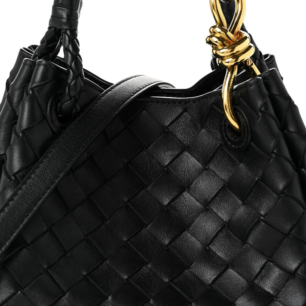 Bottega Veneta Nappa Intrecciato Small Parachute Shoulder Bag Black