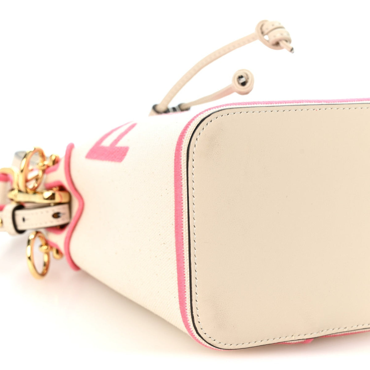 Fendi Canvas Vitello Grace Mini Mon Tresor Bucket Bag Grezzo Pink