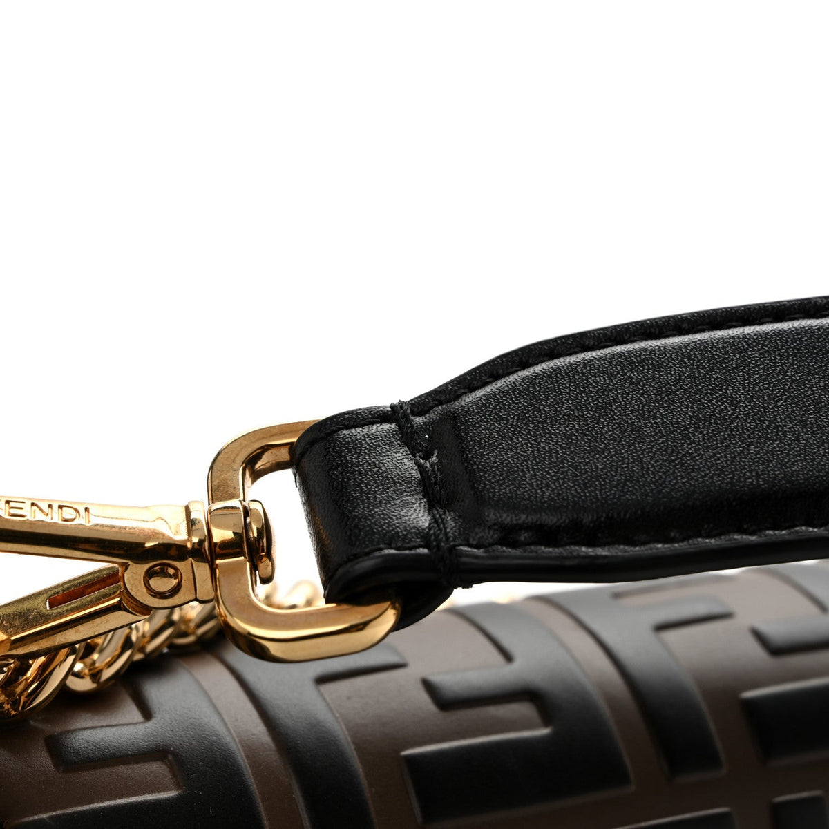 Fendi Vitello Liberty Bi-Color FF 1974 Kan U Shoulder Bag Black Maya