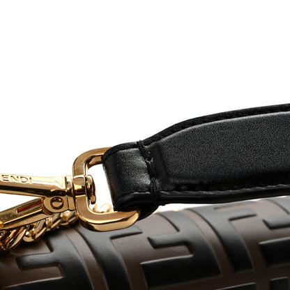Fendi Vitello Liberty Bi-Color FF 1974 Kan U Shoulder Bag Black Maya
