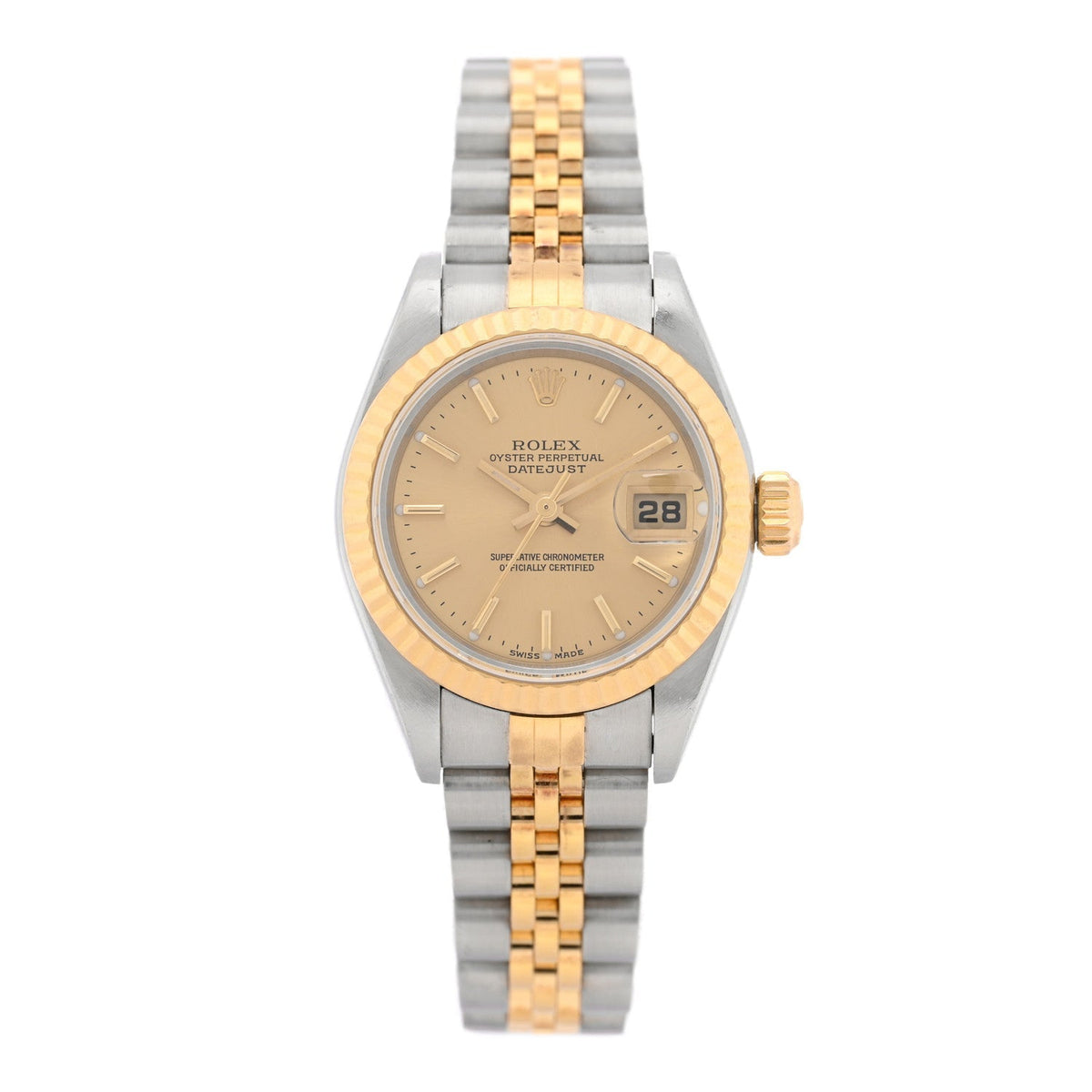 Rolex Stainless Steel 18K Yellow Gold 26mm Datejust Watch Champagne 79173