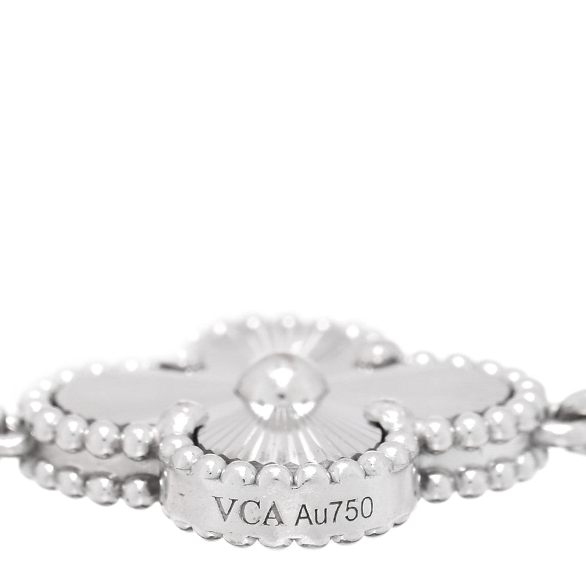Van Cleef & Arpels 18K White Gold Guilloche Alhambra Bracelet