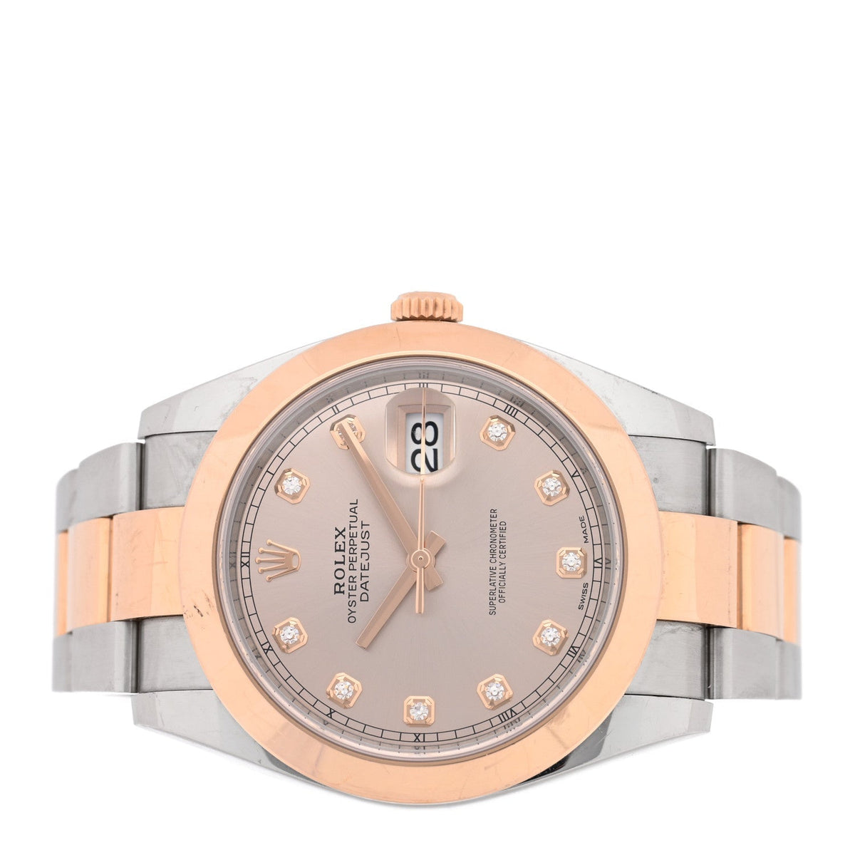 Rolex Stainless Steel 18K Everose Gold Diamond 41mm Datejust Watch Sundust 126301