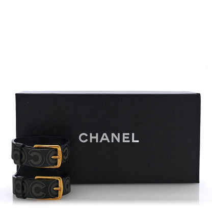 Chanel Calfskin Coco Double Buckle Bracelet Black