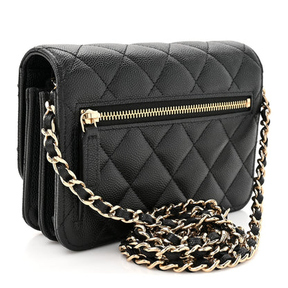 Chanel Caviar Quilted Mini Wallet on Chain WOC Black