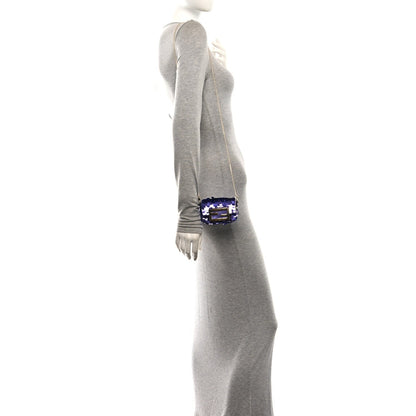 Fendi Sequin Paillettes Shiny Nappa Sex and the City Nano Maxi Buckle Baguette Charm Viola Purple