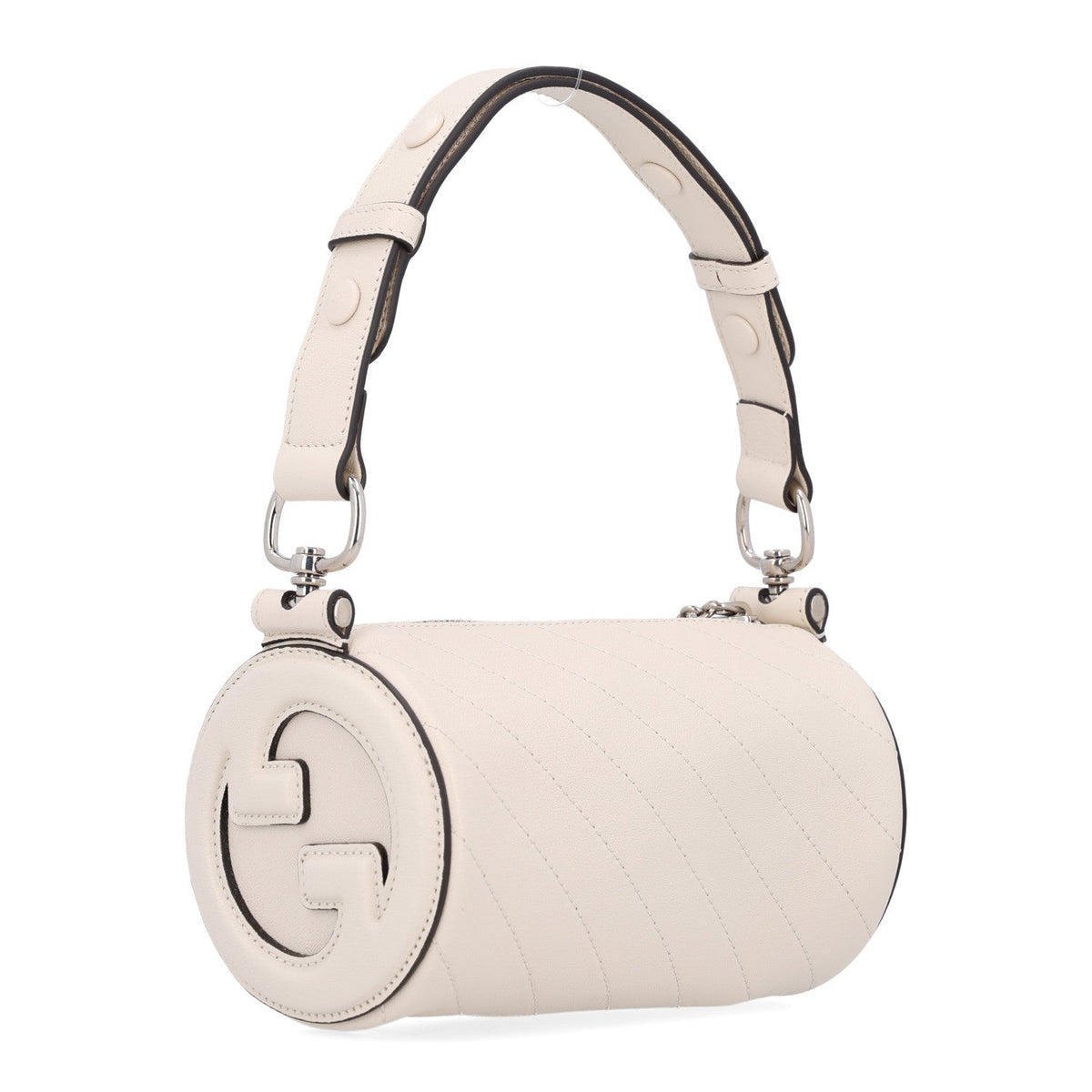 Gucci Calfskin Mini Blondie Barrel Shoulder Bag Mystic White