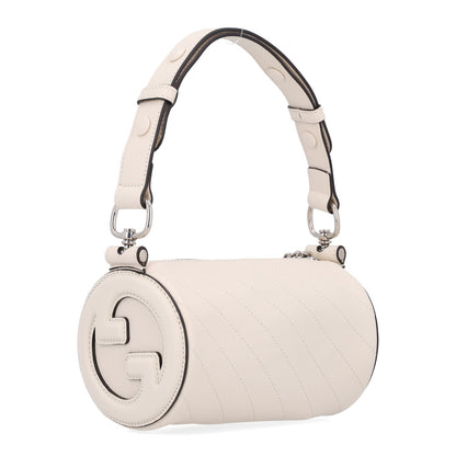 Gucci Calfskin Mini Blondie Barrel Shoulder Bag Mystic White
