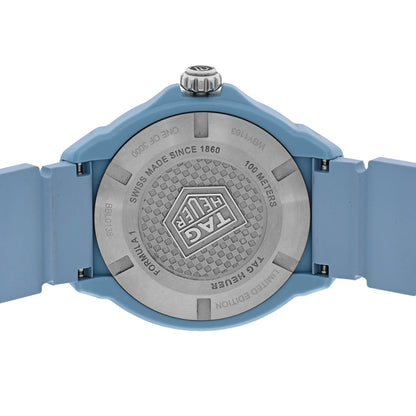 Tag Heuer Polylight Stainless Steel Rubber 38mm Formula 1 Solargraph Quartz Watch Light Blue WBY1163