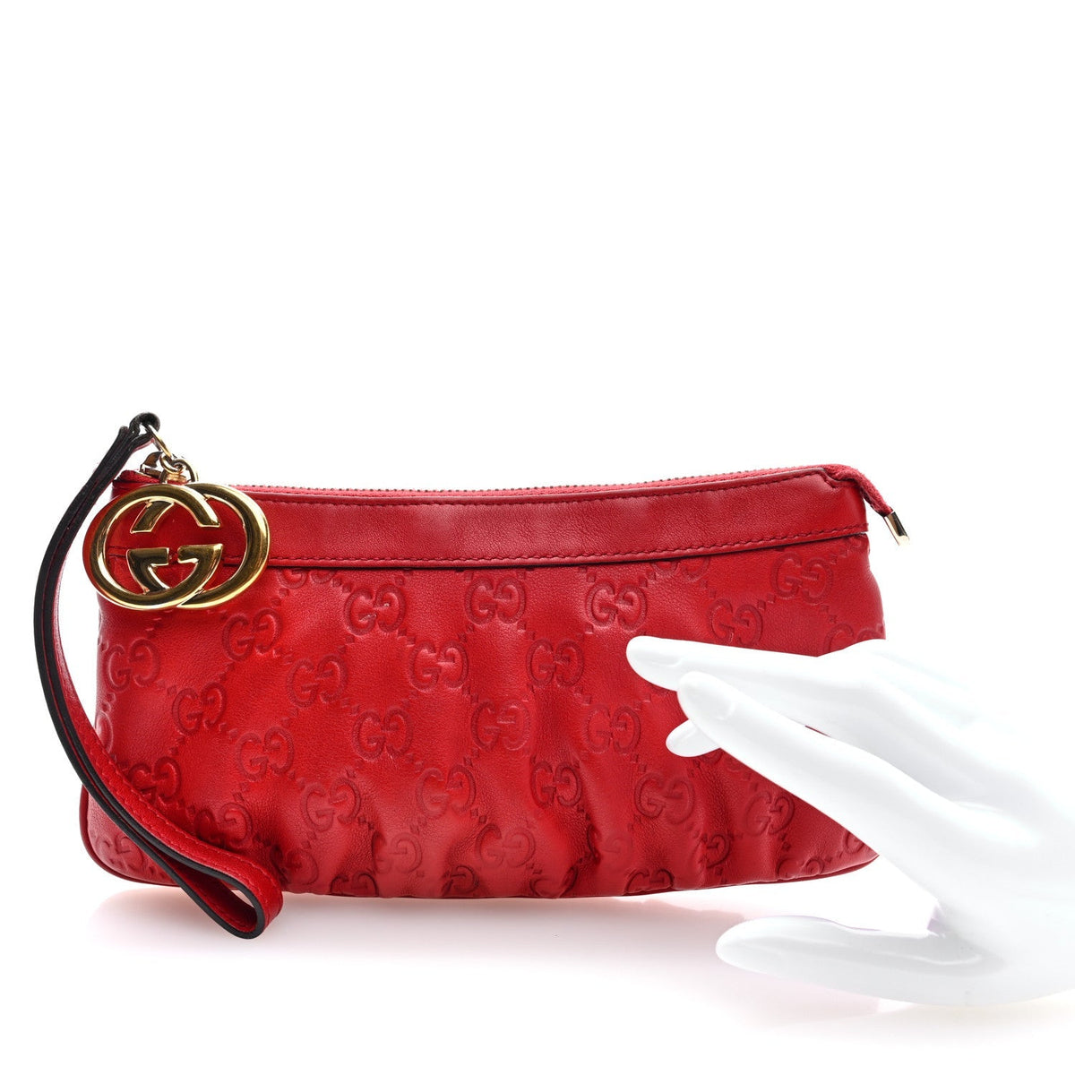 Gucci Guccissima Signature New Britt Wristlet Red