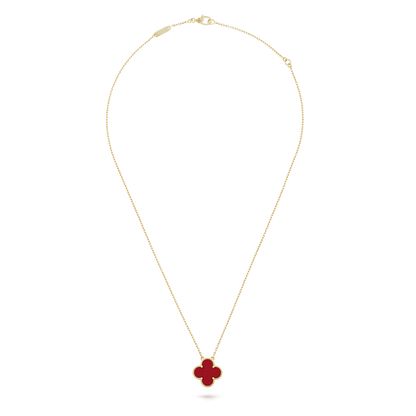 18K Yellow Gold Carnelian VCA Vintage Alhambra Pendant