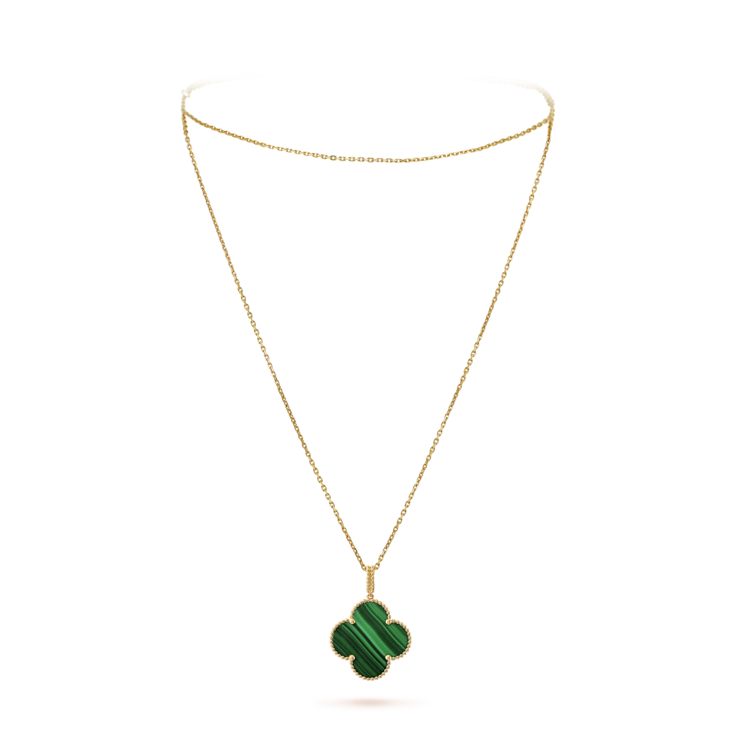 18K Yellow Gold Malachite Magic Alhambra Necklace