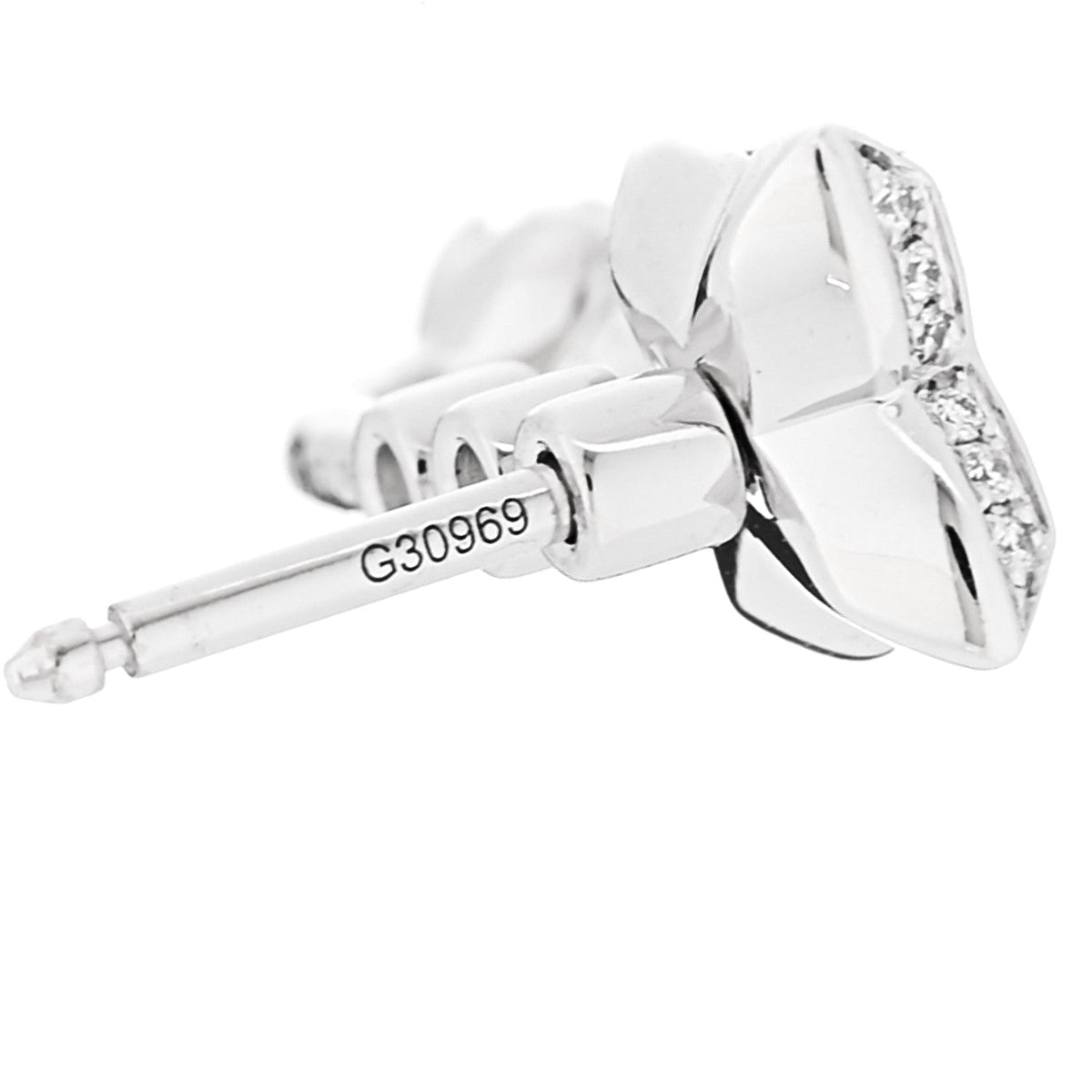 Louis Vuitton 18K White Gold Diamond LV Double Stud Earrings