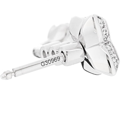 Louis Vuitton 18K White Gold Diamond LV Double Stud Earrings