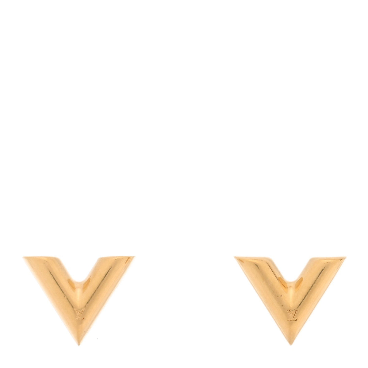Louis Vuitton Brass Essential V Stud Earrings Gold