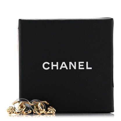 Chanel Metal Camellia CC Stud Earrings Gold